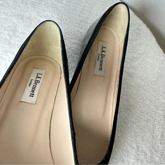 NWOB L.K. Bennett London Black Patent Leather Velvet Pointed Toe Loafers - Picture 8 of 14